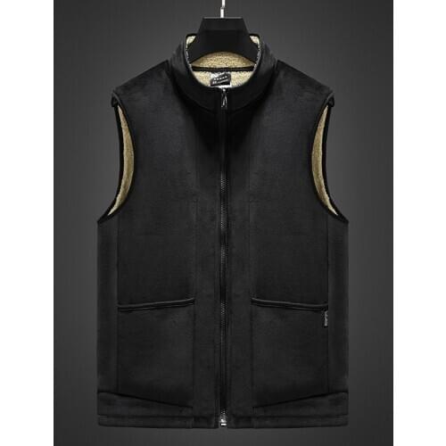 Men Jacket Men Vest 2020 Autumn Winter Men Coat Warm Sleeveless Vest Jacket pocket Men Woolen vest Coat Fleece Thermal Plus Size