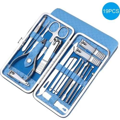 Beauty Nail Manicure Pedicure Knife Scissors Care Set Manicure Set 19 Pieces Nail Clippers Eagle Tool Complete Box