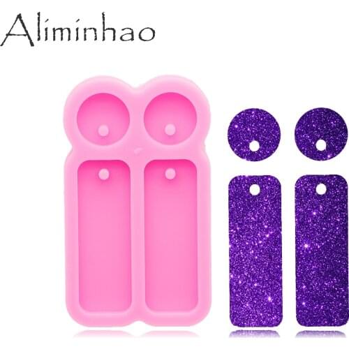 DY0981 Bright Round Rectangle Set Earrings, Epoxy Resin Jewelries Making Tools, Resin Crafting Mold, DIY Handmade Charms Mold
