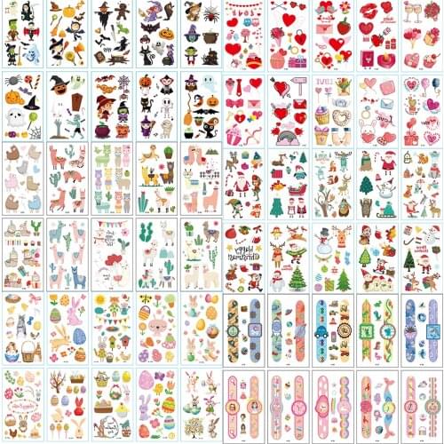 10pcs Christmas St Patricks Day Carnival Kids Temporary Tatoo Sticker Waterproof Fake Tattoo Children Hand Foot Tattoos Festival