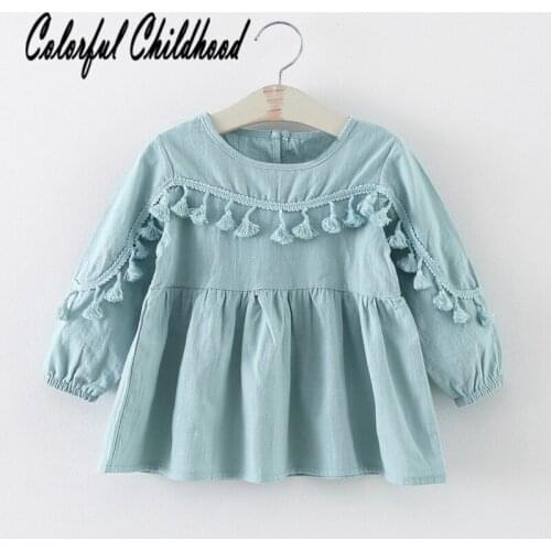 0-2Yrs summer-autumn new born tassel long sleeve pleated sweet cotton soft dress bebe vestidos