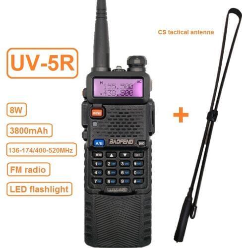 BaoFeng UV-5R 8W High Power Walkie Talkie 10KM 3800mAh UHF VHF Dual Band Ham CB Radio Station HF Transceiver UV5R 8W Talki Walki