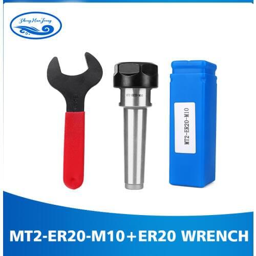 1pc M10 towbar ER20 MT2 steel material spring collet bracket 1-13mm clamping diameter range +1pc wrench for CNC milling lathe
