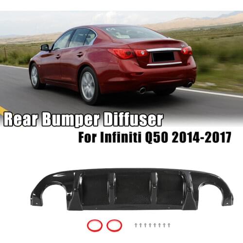 For Infiniti Q50 2014-2017 Rear Bumper Diffuser Splitter Lip Carbon Fiber Black Look Rear Bumper Lower Protection Guard