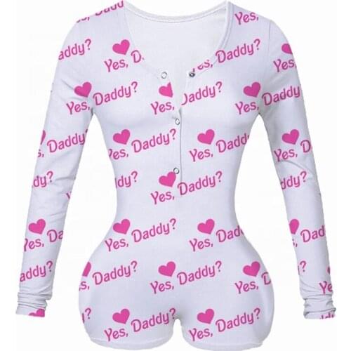 Sexy Women Deep V-neck Bodycon Sleepwear Jumpsuit Button Bodysuit Shorts Romper Bodysuit Leotard Long Sleeve Print Bodysuit