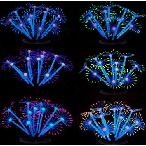 Silicone Luminous Artificial Coral Plants Ornament Decor For Fish Tank Aquarium