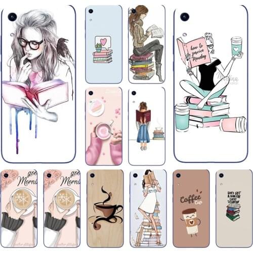 88AA Book Girl Heart Coffee Silicone TPU Protective Cover Phone Case On Case For Huawei Y5 Y6 Y7 Prime 2019 Case Soft