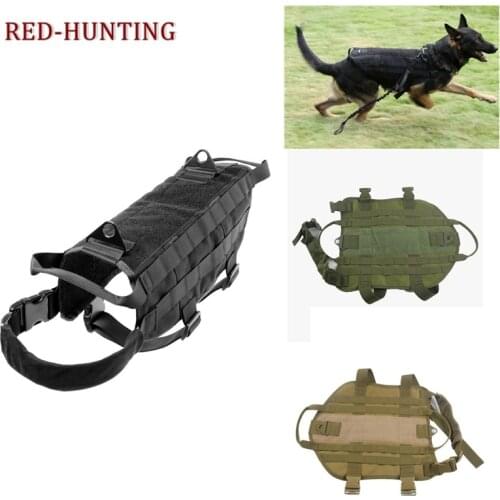 Tactical Hunting Vest Molle Patrol Dog Training Harness Law Enforcement Molle Collar Dog Tow Rope Hunting Airsoft Sports Gear