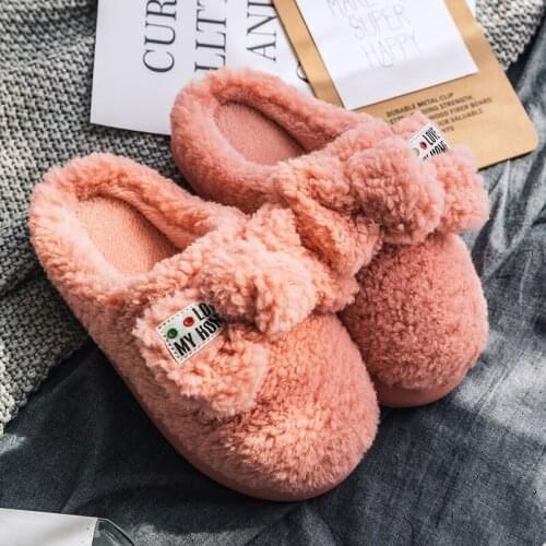Women Fur Slippers Winter Warm Shoes High Heel Creepers Thick Sole Men Ladies Couple Home Indoor Bedroom Comfortable Footwear