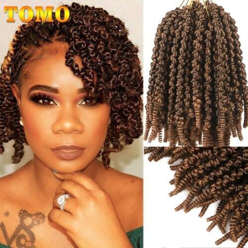 TOMO Spring Twist Ombre Blonde Brown Crochet Braids 8inch Passion Twist Synthetic Braiding Hair Extensions Low Temperature Fiber