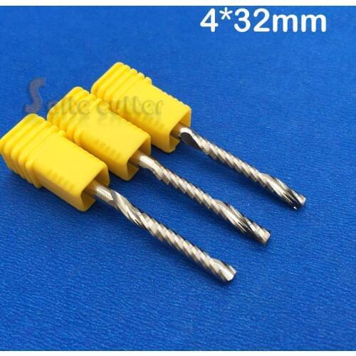5pcs 4x32mm Single Flute AAA series Carbide Mill Spiral CNC Router Bits Wood Cutting Tools Free Shipping