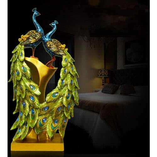 Peacock Figurine Miniatures Cabinet Home Decoration Statue Ornament Wedding Birthday Gift Home Art Craft