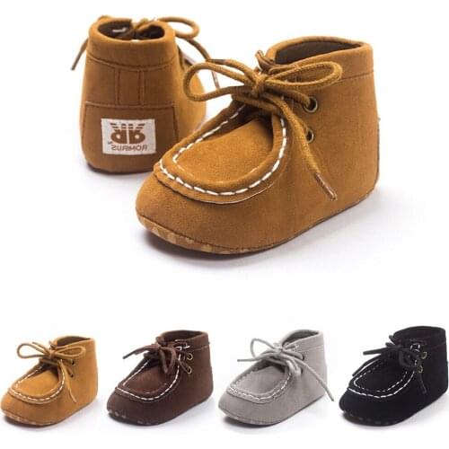 Spring Newborn Baby Shoes PU Suede Leather First Walker Baby Shoes For Boys Anti Slip Soft Bottom Kids Girls Shoes