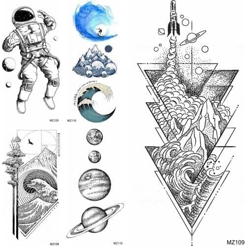 Geometric Black Mountain Temporary Tattoos Sticker Fake Waterproof Body Art Painting Arm Tatoos For Adult Party Decoration Tatoo