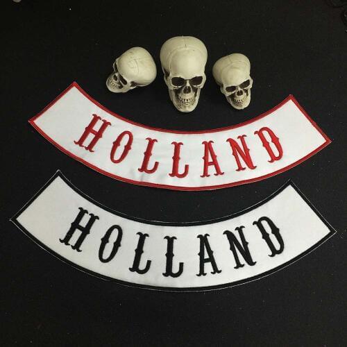 HOLLAND Biker patch for Jacket backing, punk motorcycle embroidery skeleton biker badge skull patch Garment Accessory