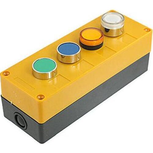 Green Blue Cap Momentary Push Button Switch w AC 110V White Yellow Light