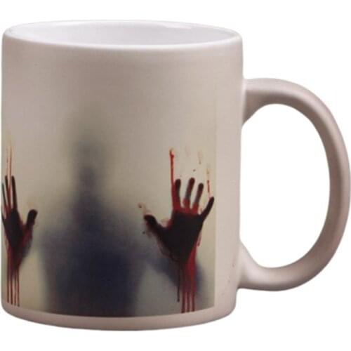 1pc Ceramic Mug Bloody Hands Color Changing Horror Ghost Heat Sensitive Mug Cup for Hot Drinks Coffee