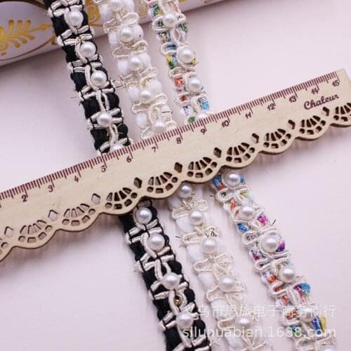 1 yards Single Row Pearl Gold Line Woven Ribbon Trim DIY Craft Sewing Decoration Material