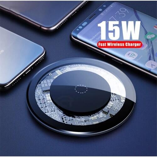 15W Fast Wireless Charger Pad, Qi-Certified, Fast Charge iPhone 12/11/XS/XS Max/XR/X/8/8 Plus Samsung Galaxy S9/S9+/S8/Note 9 10