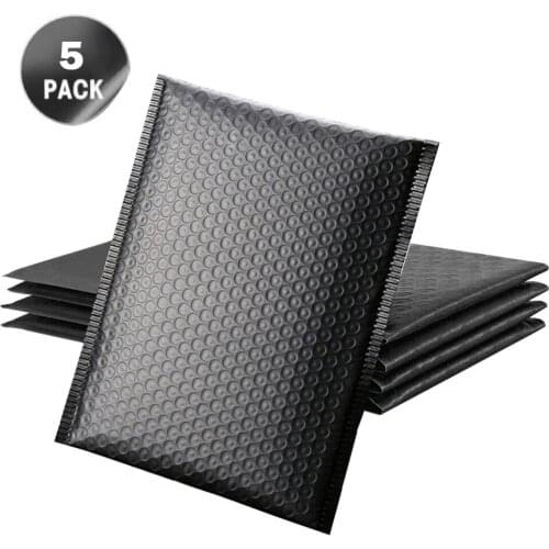 5pcs Packaging Shipping Bubble Mailers Padded Envelopes Lined Poly Mailer Self Seal Black Gift Bag Bubble Mailing Envelope Bag