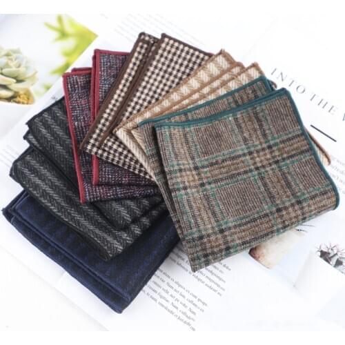 6pcs Wool Mens Suit Pocket Chest Towel 40x40CM Handkerchief Printed Square Hanky Retro British Dress Pocket Square Hand Towel