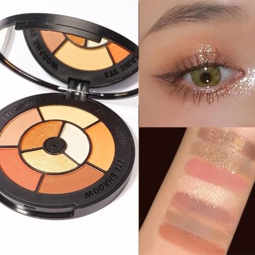8 IN 1 Eyeshadow Palette Vintage Waterproof Lasting Nude Eye Pigment Matte Shimmer Shine Eye Shadow Powder Natural Face Cosmetic