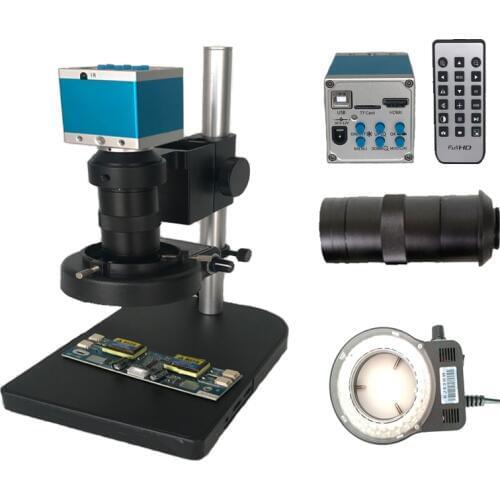 Free shipping 1080P 16MP CMOS HDMI USB TF card outputs video microscope camera +56 Led lights +BGA IC phone repair