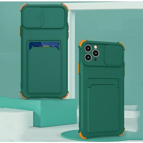 Funda Case for iPhone 12 Pro Max 11 Pro Max XS XR 6S 7 8 Plus Anti-fall Card Slot Push Window Camera Protective Phone Case Cover