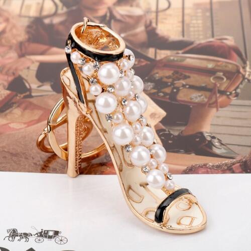 Dongsheng Fashion Sexy Crystal high-heeled shoes KeyChain Rhinestone Charm Keyring Women Handbag key holder Girl Bag Jewelry-15