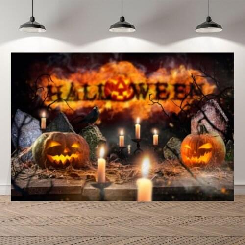 Seekpro Autumn Halloween Pumpkin Bokeh Candle Deco Children Photography Background Photographic Backdrop For Photo Studio Shoot