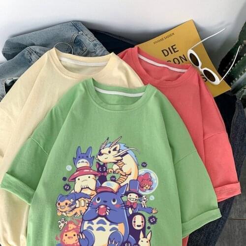 Japanese anime T-shirt female cat cartoon print Harajuku casual fashion streetwear 90s oversized blouse unisex short sleeves