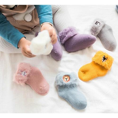 Winter Autumn Super Cute Girls Boys Children Princess Animal Print Cotton Thicken Socks Cute Kids Lovely Socks 6 Colors NEW