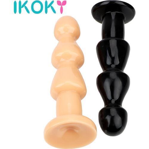 IKOKY Huge Size Prostate Massager Butt Plug Flexible Anal Plug Soft Anus Bead Silicone Big Dildo Anal Stimulation
