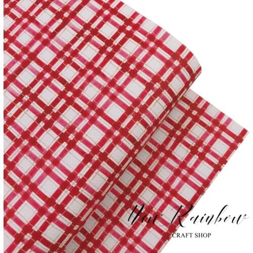 New Rainbow 30x138cm/roll Red Gingham Pattern Faux Leatherette Perfect For School Bows, DIY Crafts, Accessories, Homedec