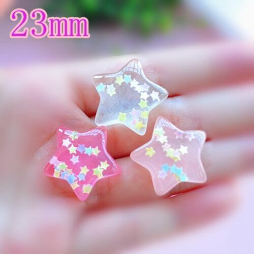 Resin Crafts For Diy Decoration 15pcs Mixed Hot And Lovely Flat Back Resin Cabochons Glitter Star With Pastel Confetti