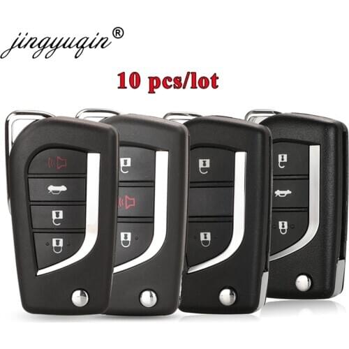 Jinyuqin 10pcs VA2 Toy48 Toy43 Flip Folding Remote Key Shell for Toyota Levin Camry Reiz Highlander Corolla Key Case 2/3 Button