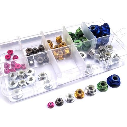 M2~M6 Flange Nylon Lock Nuts Kit ,6061 Aluminum Alloy Model Fitting nut ,Left-hand Thread Aluminum Nuts ,B064