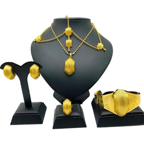 Dubai jewelry set Gold Color Ethiopian set Jewelry Bride Wedding Forehead Pieces Africa Eritrea Habesha Gift Hair Pice for Women