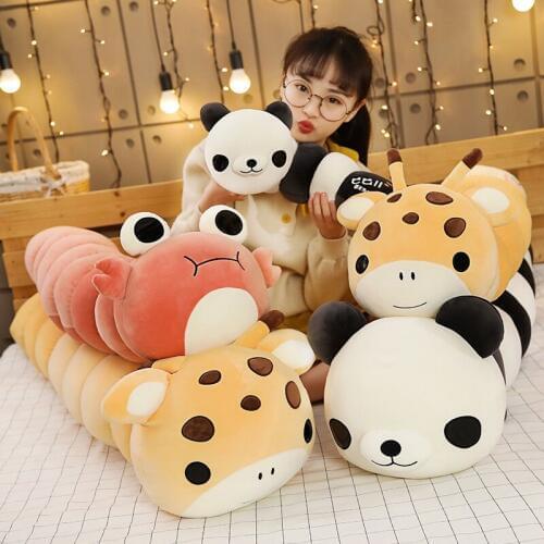 Colorful Caterpillar Plush Toy Animal Transform Doll Cartoon Stuffed Panda Deer Crab Doll Sofa Pillow Cushion Baby Appease Gifts