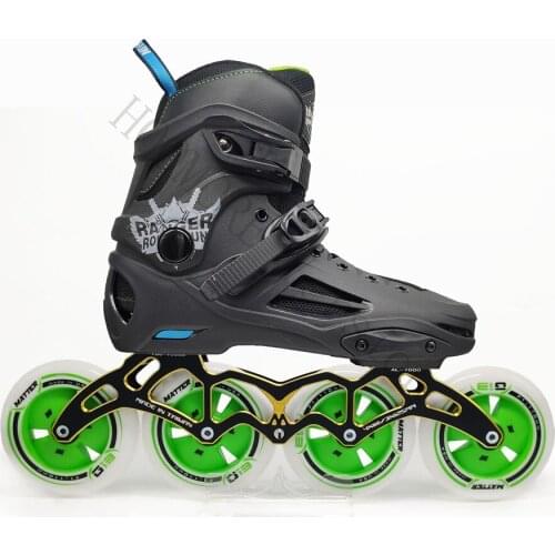 COOL 3 4 Wheels Single Line Roller Skates Shoes with 85A 90mm 100mm 110mm PU Wheel ILQ-11 608 Bearing Man Street Road Race Skate