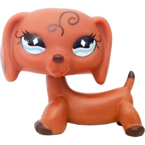 LPS CAT pet shop cute toys Animal Dachshund #640 Old Rare Collection Dog Swirl Blue Diamond Eyes Original Anime figure