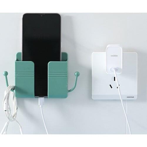 ANKNDO Wall Charger Hook Mobile Phone Holder Wall Mounted Storage Box Air Conditioner TV Remote Control Storage Box Stand