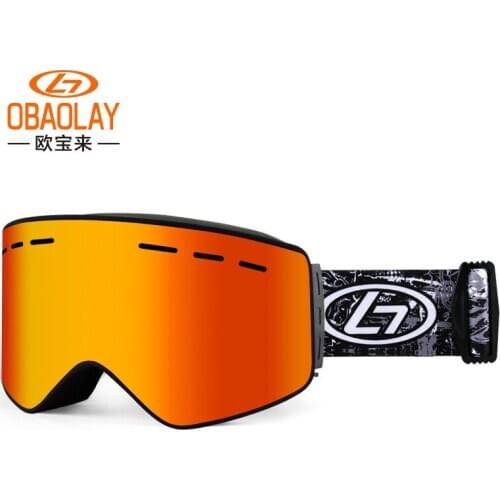 OBAOLAY Cross Border New Magnet Ski Glasses Double Layer Anti Fog Adult Cylindrical Magnet Ski Glasses Outdoor Skiing Equipment