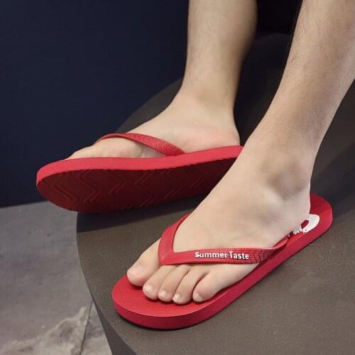 New Mens Slippers Summer Fashion Soft Bottom Outdoor Beach Shoes Non-slip Comfortable Letter Printing Flip Flop Mens Shoes