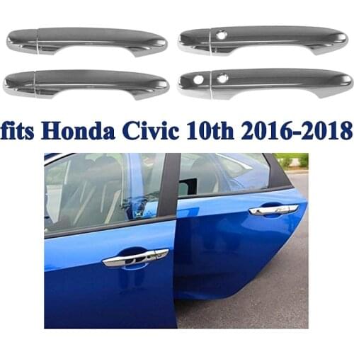 Door Handle Cover Trims -With Keyless Entry System fits for Honda Civic 10th 2016 2017 2018,Chrome
