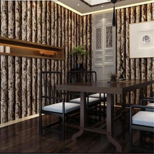 Beibehang Imitation wood wallpaper 3D retro nostalgia solid wood logs imitation wooden pattern Chinese restaurant wallpaper