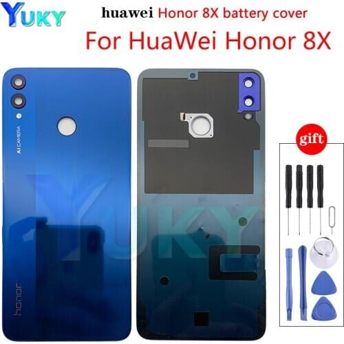 Original Honor 8X Battery Cover Rear Glass Door Housing Case Back Panel For HUAWEI Honor 8X max Battery Cover + Sticker Adhesiv
