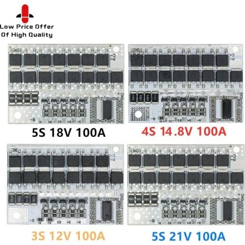 1PCS SX 18V/21V 100A 5S BMS LMO/LiFePO4 LiFe Battery Protection Circuit Board 4s/3s 12V/16.8V Balance Integrated Circuits