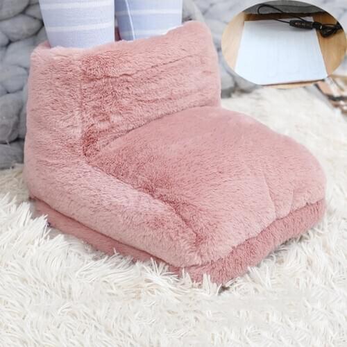 USB Electric Foot Warmer Built-in Heater Winter Warm Foot Heating Pad with Timer Function Safe Power Saving Soft Warm Feet Cover