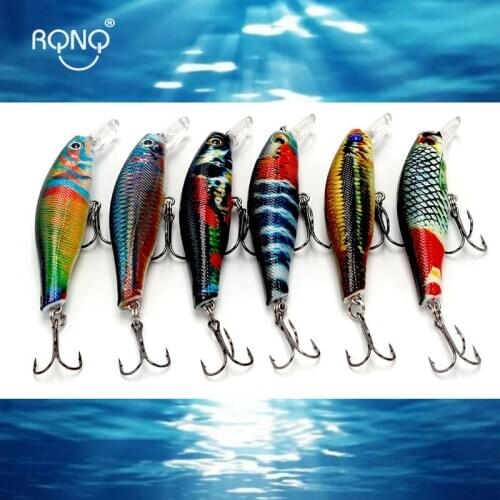 RQNQ 1Pcs 3D Painting Minnow Lures Hard Bait 8.5cm/8.7g Sea Fishing Crankbait Wobblers Tackle Isca Artificial Quality Hooks